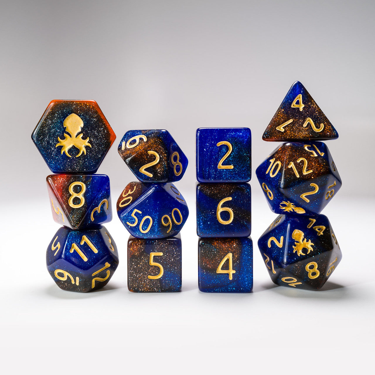 Copper River 12pc Glimmer RPG Dice Set with Gold Ink